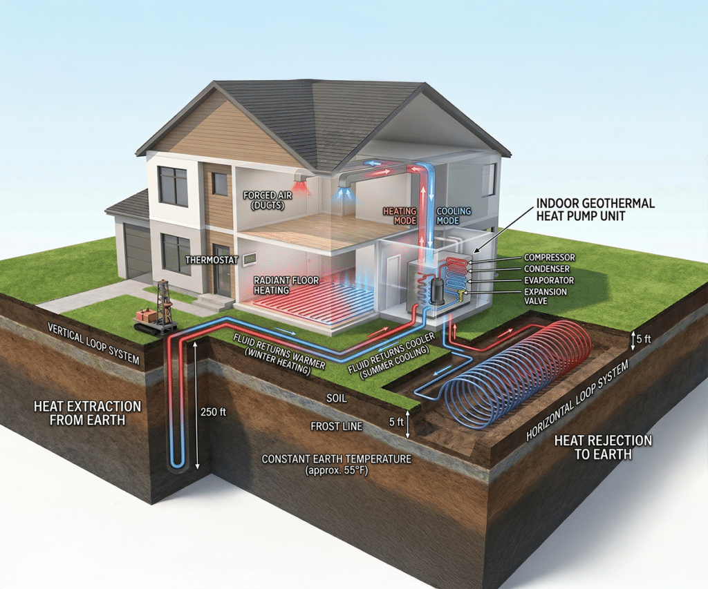How geothermal works graphic